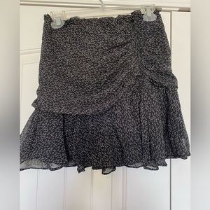 Black Chiffon Mini Skirt with ruching detail- Small